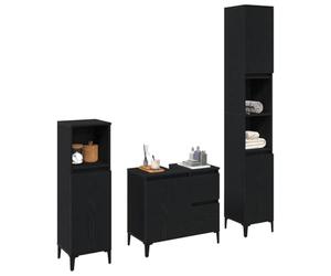 vidaXL Ensemble de mobilier de Salle de Bain avec tiroir 3 pcs Noir, Ensemble de Rangement Moderne pour Salle de Bain, Meubles élégants et Pratiques pour Gagner de l’Espace.