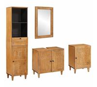 Vidaxl Ensemble De Mobilier De Salle De Bain Avec Tiroir 4 Pcs Marron