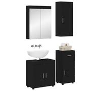 vidaXL Ensemble de mobilier de Salle de Bain avec tiroir Tulum Noir, Meuble de Salle de Bain Moderne, Solution de Rangement Durable, Organisateur Pratique, Design Compact