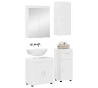 vidaXL Ensemble de mobilier de Salle de Bain Tulum Blanc Brillant, Meuble de Salle de Bain Moderne, Solution de Rangement Durable, Organisateur Pratique, Design Compact