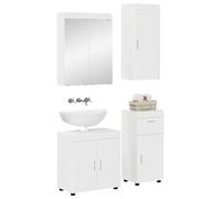 vidaXL Ensemble de mobilier de Salle de Bain Tulum Blanc Brillant, Meuble de Salle de Bain Moderne, Solution de Rangement Durable, Organisateur Pratique, Design Compact
