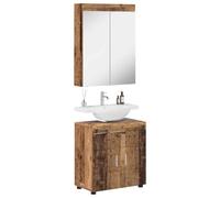 vidaXL Ensemble de mobilier de Salle de Bain Tulum Bois Ancien, Meuble de Salle de Bain Moderne, Solution de Rangement Durable, Organisateur Pratique, Design Compact