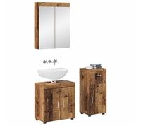 vidaXL Ensemble de mobilier de Salle de Bain Tulum Bois Ancien, Meuble de Salle de Bain Moderne, Solution de Rangement Durable, Organisateur Pratique, Design Compact
