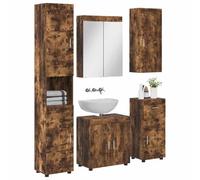 vidaXL Ensemble de mobilier de Salle de Bain Tulum Chêne fumé, Meuble de Salle de Bain Moderne, Solution de Rangement Durable, Organisateur Pratique, Design Compact