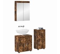 vidaXL Ensemble de mobilier de Salle de Bain Tulum Chêne fumé, Meuble de Salle de Bain Moderne, Solution de Rangement Durable, Organisateur Pratique, Design Compact