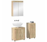vidaXL Ensemble de mobilier de Salle de Bain Tulum Chêne Sonoma, Meuble de Salle de Bain Moderne, Solution de Rangement Durable, Organisateur Pratique, Design Compact