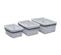 vidaXL Ensemble de paniers gigognes 3 pcs Blanc Saule Blanc