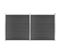 Vidaxl Ensemble De Panneau De Clôture Wpc 353x186 Cm Noir Noir