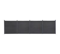 vidaXL Ensemble de Panneaux de Clôture, Mur de Clôture, Barrière avec Poteau, Bordure de Jardin Patio Terrasse, Gris 699x186 cm WPC