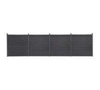 vidaXL Ensemble de Panneaux de Clôture, Mur de Clôture, Barrière avec Poteau, Bordure de Jardin Patio Terrasse, Gris 699x186 cm WPC