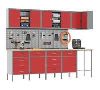 Ensemble de rangement et panneau perforé de 12 pièces vidaXL noir en MDF et métal