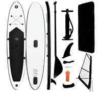 vidaXL Ensemble de planche SUP gonflable – voile et pagaie, increvable, résistant aux UV Noir/Blanc