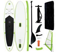 Vidaxl Ensemble De Planche Sup Gonflable Avec Voile Vert Et Blanc