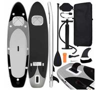 vidaXL Ensemble de Planche SUP Gonflable Planche à Ramer Planche de Surf Planche à Pagaie Kit de Réparation Extérieur Noir 93384