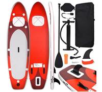 vidaXL Ensemble de Planche SUP Gonflable Planche à Ramer Planche de Surf Planche à Pagaie Kit de Réparation Extérieur Rouge 93386