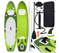 vidaXL Ensemble de Planche SUP Gonflable Planche à Ramer Planche de Surf Planche à Pagaie Kit de Réparation Extérieur Vert 93383
