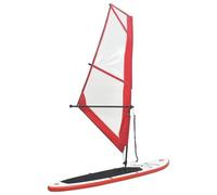 vidaXL Ensemble de Planches Sup Gonflables avec Voile Planche de Surf Adulte Aileron Amovible Pompe à Main Kit de Réparation Rouge et Blanc