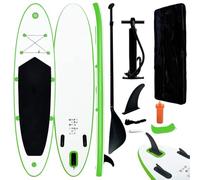 vidaXL Ensemble de Planches Sup Gonflables Planche à Rame Pagaie Surf Increvable et Résistant aux UV Hommes Adulte Extérieur Vert et Blanc
