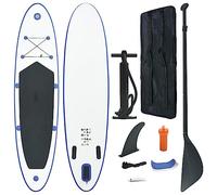 vidaXL Ensemble de Planches Sup Gonflables Planche à Rame Pagaie Surf Increvable et Résistant aux UV Hommes Adulte Extérieur Bleu Blanc