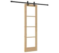 vidaXL Ensemble de porte coulissante "Orkdal" en bois massif naturel et verre, avec matériel complet pour usage intérieur 61X198,5 cm. Design moderne pour salons, chambres, bureaux et séparation de p