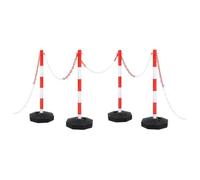 vidaXL Ensemble de poteaux à chaîne – Chaîne plastique 10 m – Signalisation sécurité parking