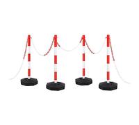 vidaXL Ensemble de Poteaux à Chaîne avec Chaîne en Plastique Panneaux de Sécurité Signalisation Avertissement Circulation Parking Entrepôt 10 m