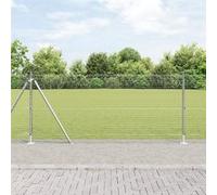 vidaXL Ensemble de Poteaux de Clôture 25 m Lot de 2 Argent galvanisé 3352319 Gris G