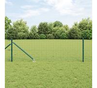 vidaXL Ensemble de poteaux de clôture avec pointe 13 pièces Vert Plastique