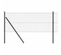 vidaXL Ensemble de Poteaux de Clôture Métal Gris avec Rouleau de Maille 25 X 0.6 m Design Industriel Durable pour Installation de Clôtures de Jardin