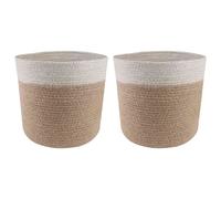Vidaxl Ensemble De Pots À Plantes 2 Pcs Naturel Et Blanc Ø 21 X 21 Cm