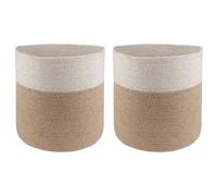 Vidaxl Ensemble De Pots À Plantes 2 Pcs Naturel Et Blanc Ø 28 X 28 Cm