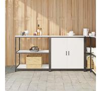 Vidaxl Ensemble De Rangement Cuisine 2 Pcs Blanc 150 X 50 X 92 Cm