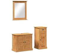vidaXL Ensemble de Rangement pour la Salle de Bain Honey Brown, avec Meuble sous lavabo, Miroir et Style Rustique en Bois de pin Massif. Dimensions : 37 x 34 x 80 cm. Pas Mal d'espace Mural, Boutons