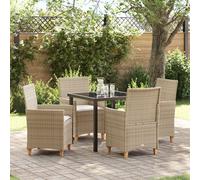 Vidaxl Ensemble De Repas De Jardin 5 Pièces Avec Coussins Beige Poly Rattan Beige