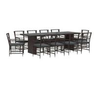 vidaXL Ensemble de Repas extérieur 11 pc Noir polyrotin