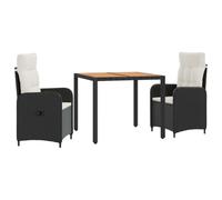 vidaXL Ensemble de Repas extérieur 3 pc Noir et Blanc crème