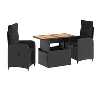 vidaXL Ensemble de Repas extérieur 3 pcs Noir, Ensemble de Jardin réglable, mobilier extérieur Robuste, Salon Moderne, Collection Patio résistante aux intempéries