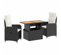 vidaXL Ensemble de Repas extérieur 3 pcs Noir et Blanc crème, Ensemble de Jardin réglable, mobilier extérieur Robuste, Salon Moderne, Collection Patio résistante aux intempéries