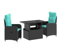 vidaXL Ensemble de Repas extérieur 3 pcs polyrotin, Ensemble de Jardin réglable, mobilier extérieur Robuste, Salon Moderne, Collection Patio résistante aux intempéries