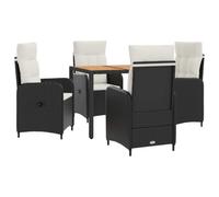 vidaXL Ensemble de Repas extérieur 5 pc Noir et Blanc crème