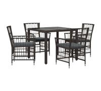 vidaXL Ensemble de Repas extérieur 5 pc Noir polyrotin