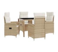 vidaXL Ensemble de Repas extérieur 5 pcs Beige et Blanc crème, Ensemble de Salle à Manger extérieur Moderne, Table en rotin, Meubles de Jardin résistants aux intempéries, Moment en Plein air