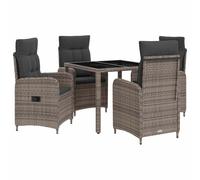 vidaXL Ensemble de Repas extérieur 5 pcs Gris Clair et Gris foncé, Set de Jardin Moderne, Table extérieur résistant aux intempéries, pour soirées, balcons et Repas en Plein air