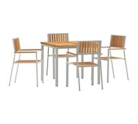 vidaXL Ensemble de Repas extérieur 5 pcs Marron Bois de Teck Massif, Jardin et terrasse, Ensemble Moderne de Salle à Manger extérieur, Meubles résistants, Espace al Fresco élégant