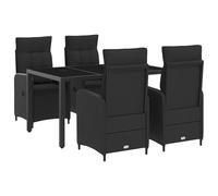 vidaXL Ensemble de Repas extérieur 5 pcs Noir 150 x 90 x 75 cm, Ensemble de Salle à Manger extérieur Moderne, Table en rotin, Meubles de Jardin résistants aux intempéries, Moment en Plein air
