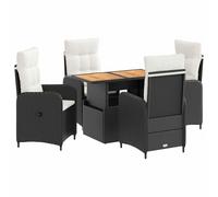 vidaXL Ensemble de Repas extérieur 5 pcs Noir et Blanc crème, Ensemble de Jardin réglable, mobilier extérieur Robuste, Salon Moderne, Collection Patio résistante aux intempéries