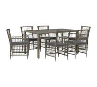 vidaXL Ensemble de Repas extérieur 7 pc Gris polyrotin