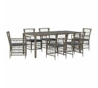 vidaXL Ensemble de Repas extérieur 7 pc Gris polyrotin