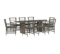 vidaXL Ensemble de Repas extérieur 9 pc Gris polyrotin