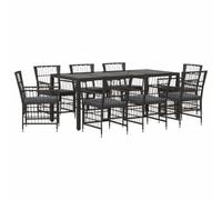 vidaXL Ensemble de Repas extérieur 9 pc Noir polyrotin